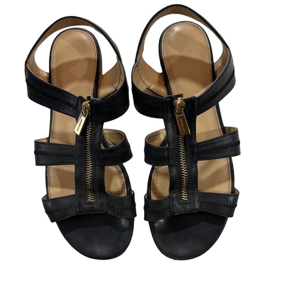 Michael Kors Berkley Flat Women Black Strappy Open Toe Slingback Sandals Sz 9M - Picture 4 of 13